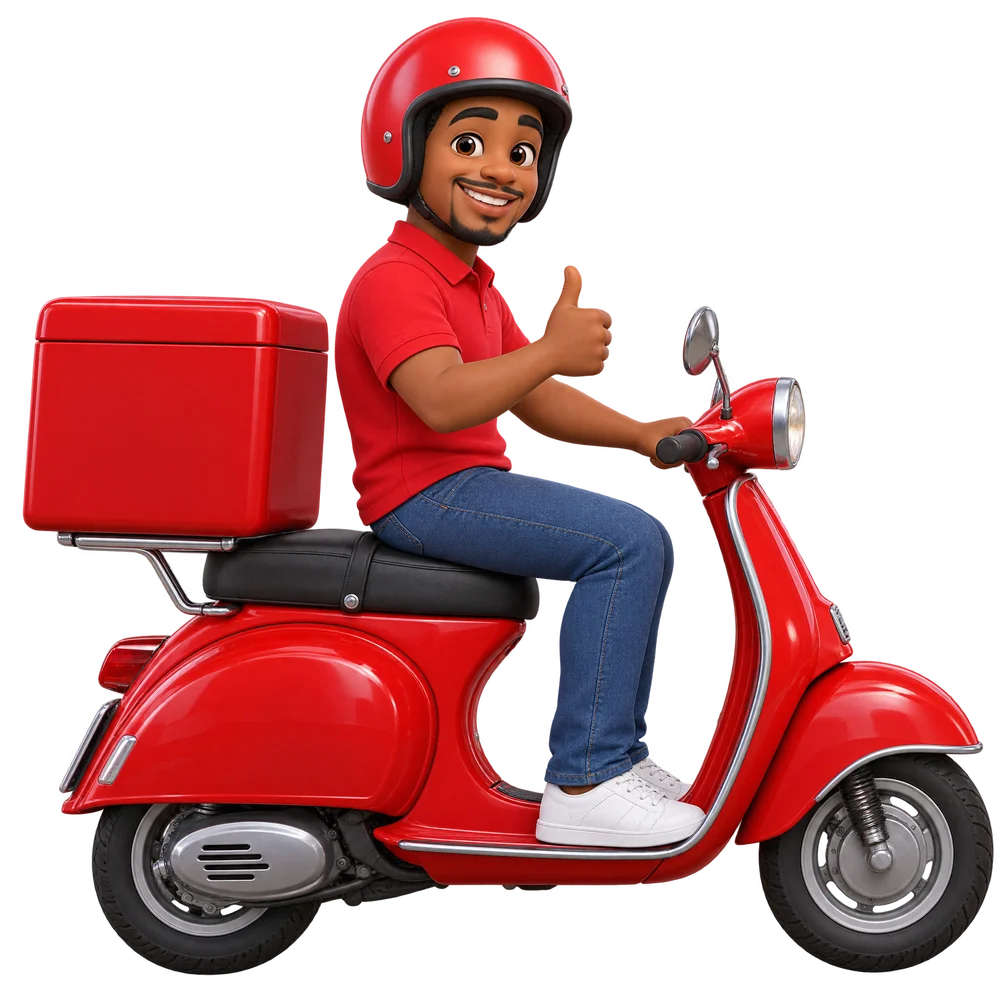 Repartidor de Nara en su motor